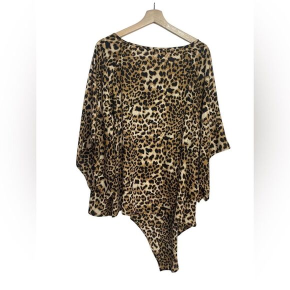 Laurie Felt Cheetah Print Asymmetrical Blouse 1X - Picture 2 of 6